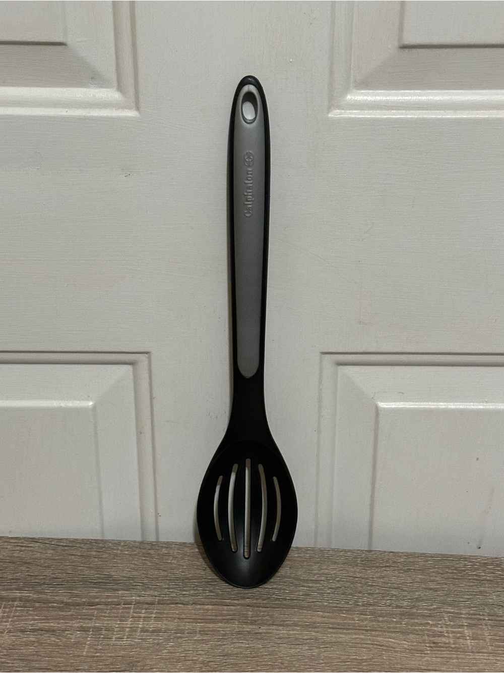 Calphalon Slotted Serving Cooking Spoon Black Nylon Gray Silicone Sturdy NEW